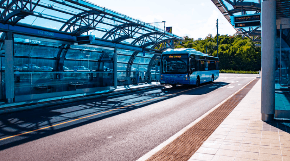 Bus terminal shows VivaNext BRT Expansion project for completion and delivery by JTE Claims Consultants Ltd.