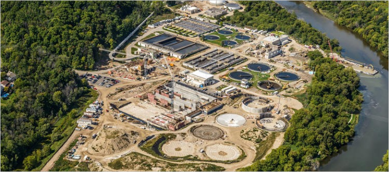 Image of Waterloo wastewater treatment plant upgrades in Waterloo for which JTE provides Surety & Insurance Support Services for project's surety company.