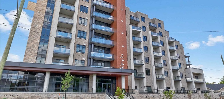 Image of Mid-Rise Residential Condominium in Waterdown for which JTE Claims Consultants Ltd provides Expert Witness Services for project owner's legal counsel.